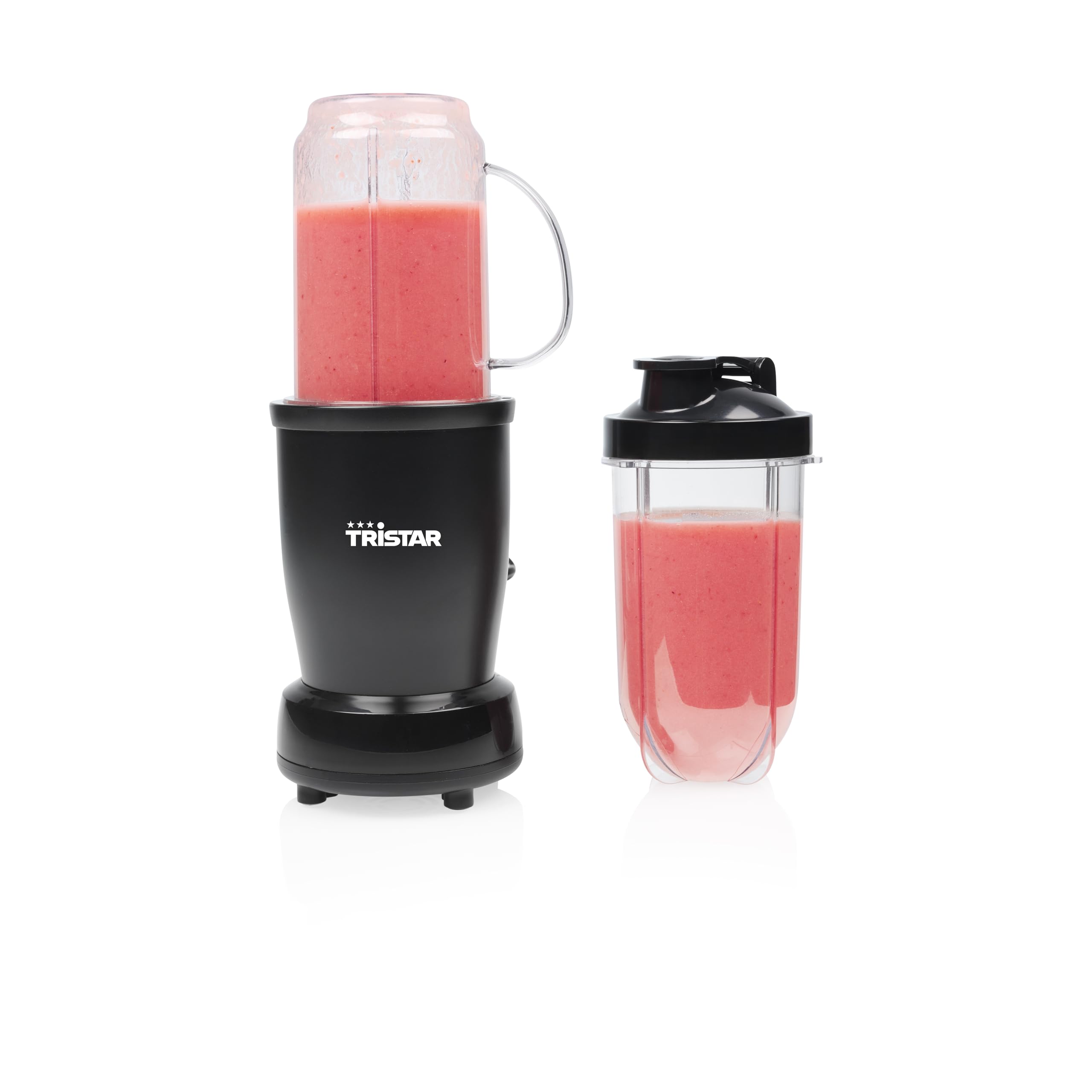 Tristar Frullatore per Smoothie, Motore da 350 W, Borraccia da 0,5 L per Asporto, 3 Bicchieri con Coperchi, Parti Lavabili in Lavastoviglie, BL-4486