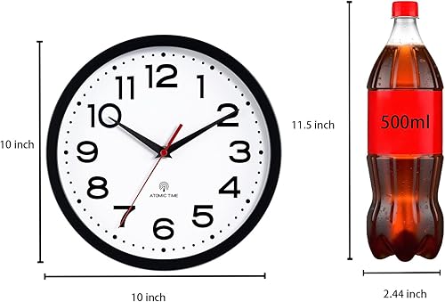 Miniatura 3 de Atomic - Reloj de pared de 10 pulgadas, moderno, funciona con pilas, clásico, analógico, decorativo, para cocina, sala de estar, oficina,