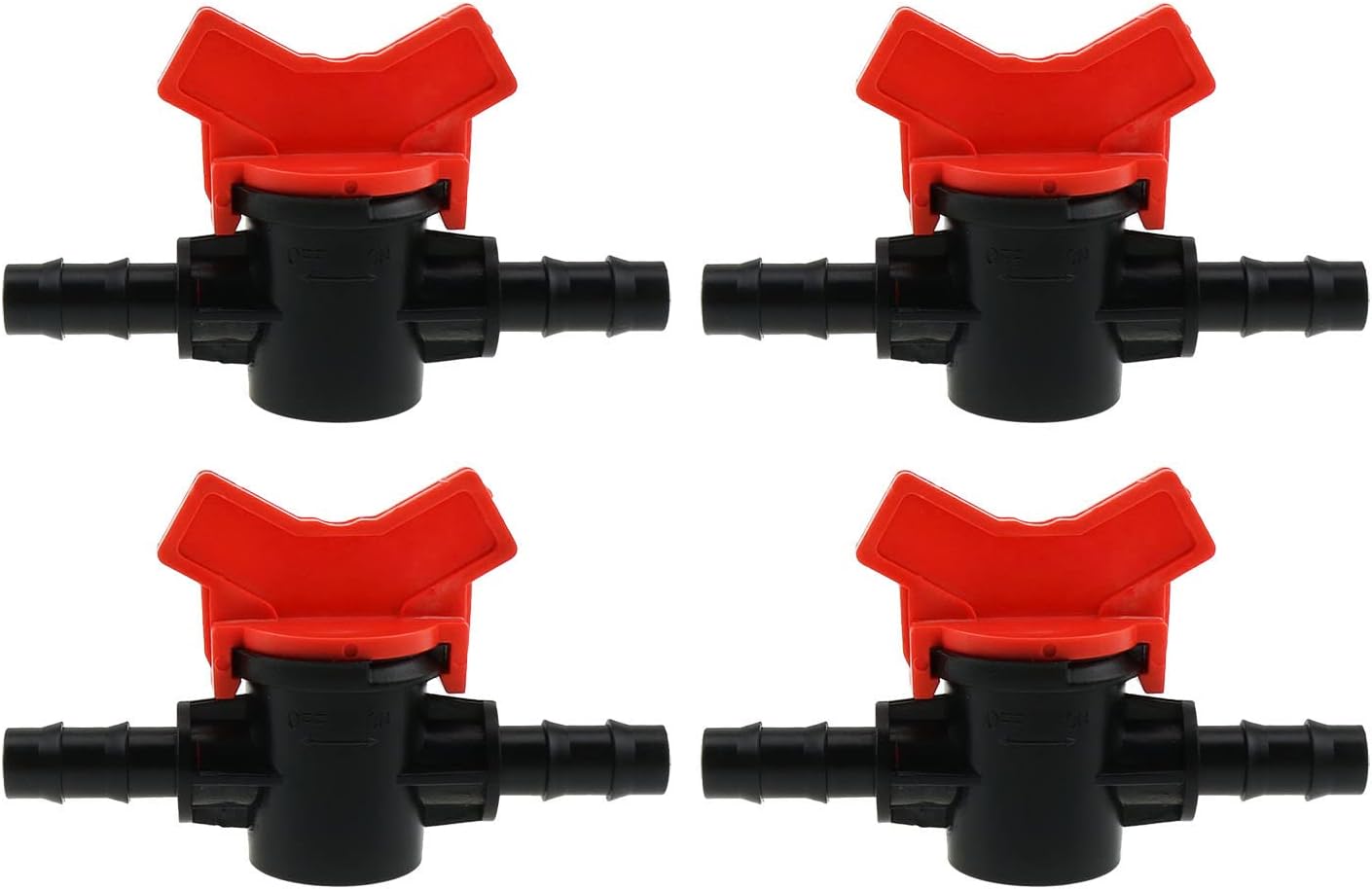 DGZZI 4-Pack 1/4-Inch Barbed Ball Valves - In-Line Shut-Off Switches For Hose & Drip Irrigation