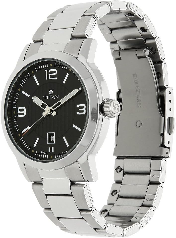 Titan Men's 'Neo' Fashion, Casual, Business, Luxury Mineral Quartz Dial -Leather, Brass and Silver Toned Strap