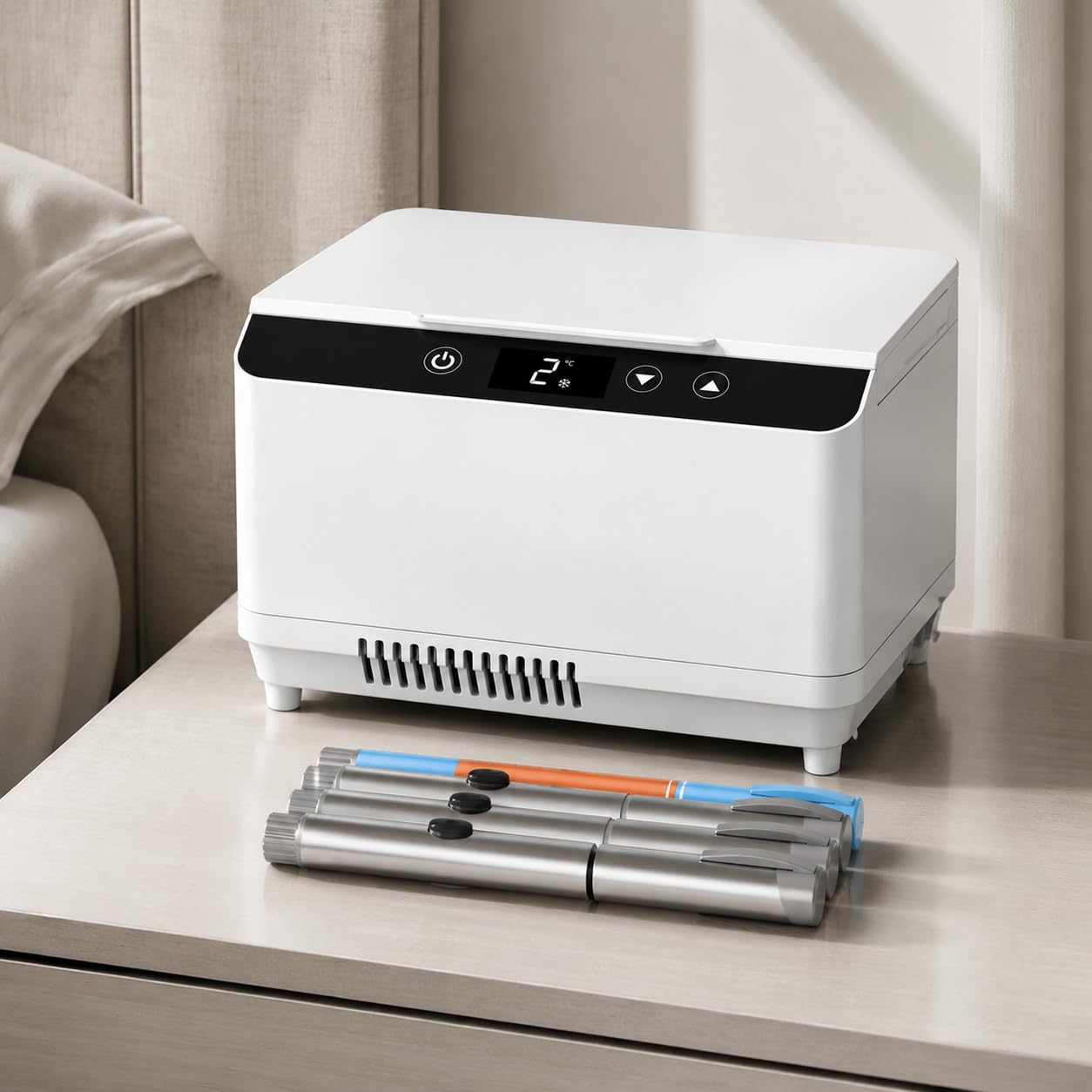 Generico Custodia Termica Portatile per insulina, Borsa da Viaggio per farmaci a Doppio Strato di Grande capacità con Funzione Mini Frigorifero USB.