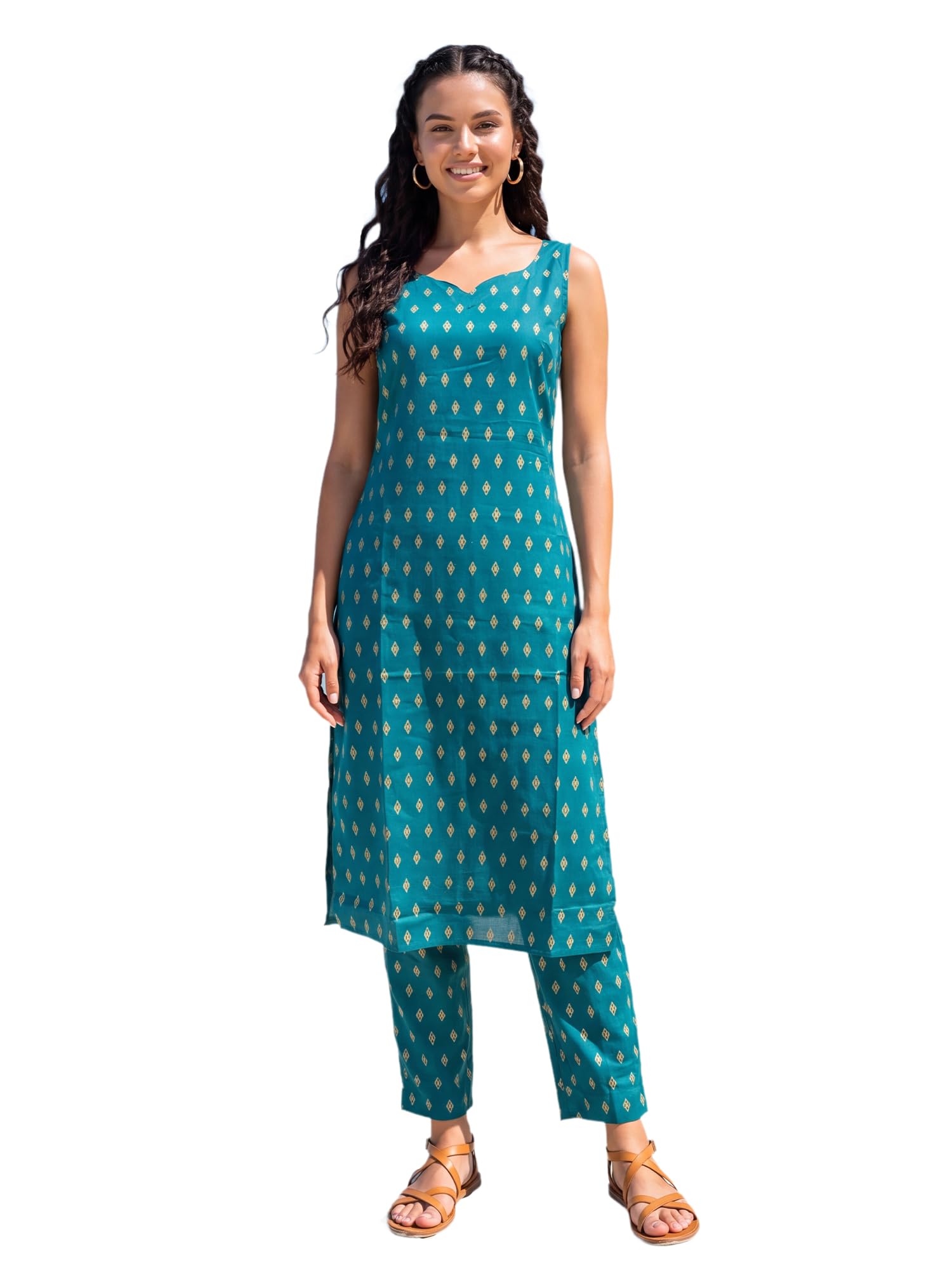 indo era Women's Cotton Ethnic Co-Ord Set | Kurta Pant Set | Stylish Cotton Suit Set for Women,5482-picture-21