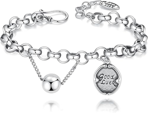 Nbsameng 925 Sterling Silver Link Chain Bracelets for Women Teen Girls, Adjustable Bracelet, Holiday Gift