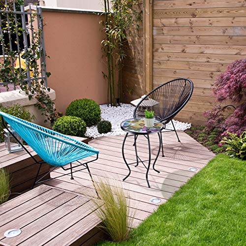 Mumtop Patio Side Table Outdoor End Table Plant Stand 14’’ Round Accent Table Mosaic Glass Metal Side Table Sunflower Garden, Balcony Indoor Coffee Table… #TOP5