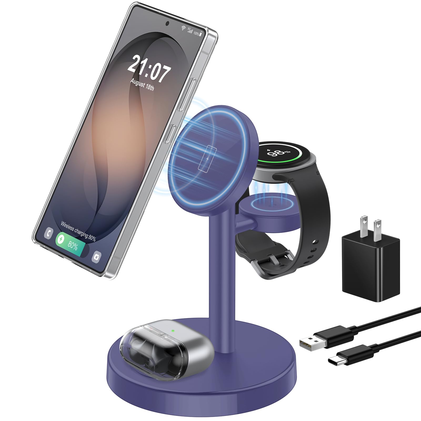 Aeinidi Cargador inalámbrico magnético súper rápido y fuerte para Samsung