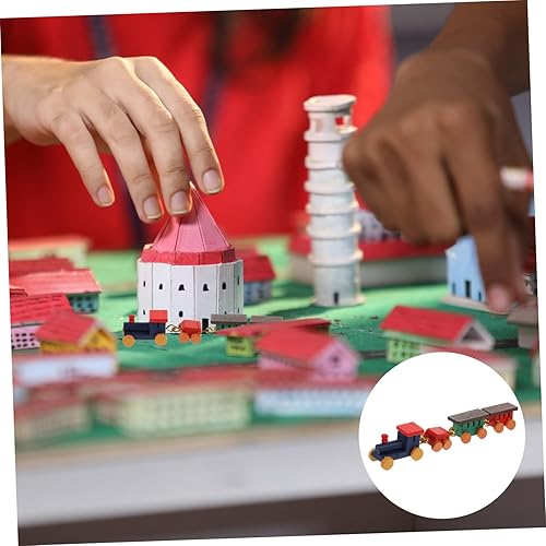 Miniatura 5 de Modelo de tren pequeño Decoración de mesa Decoración de madera Tren de madera Mini tren de madera Mini tren de vapor Casa de muñecas Vehículos Mini