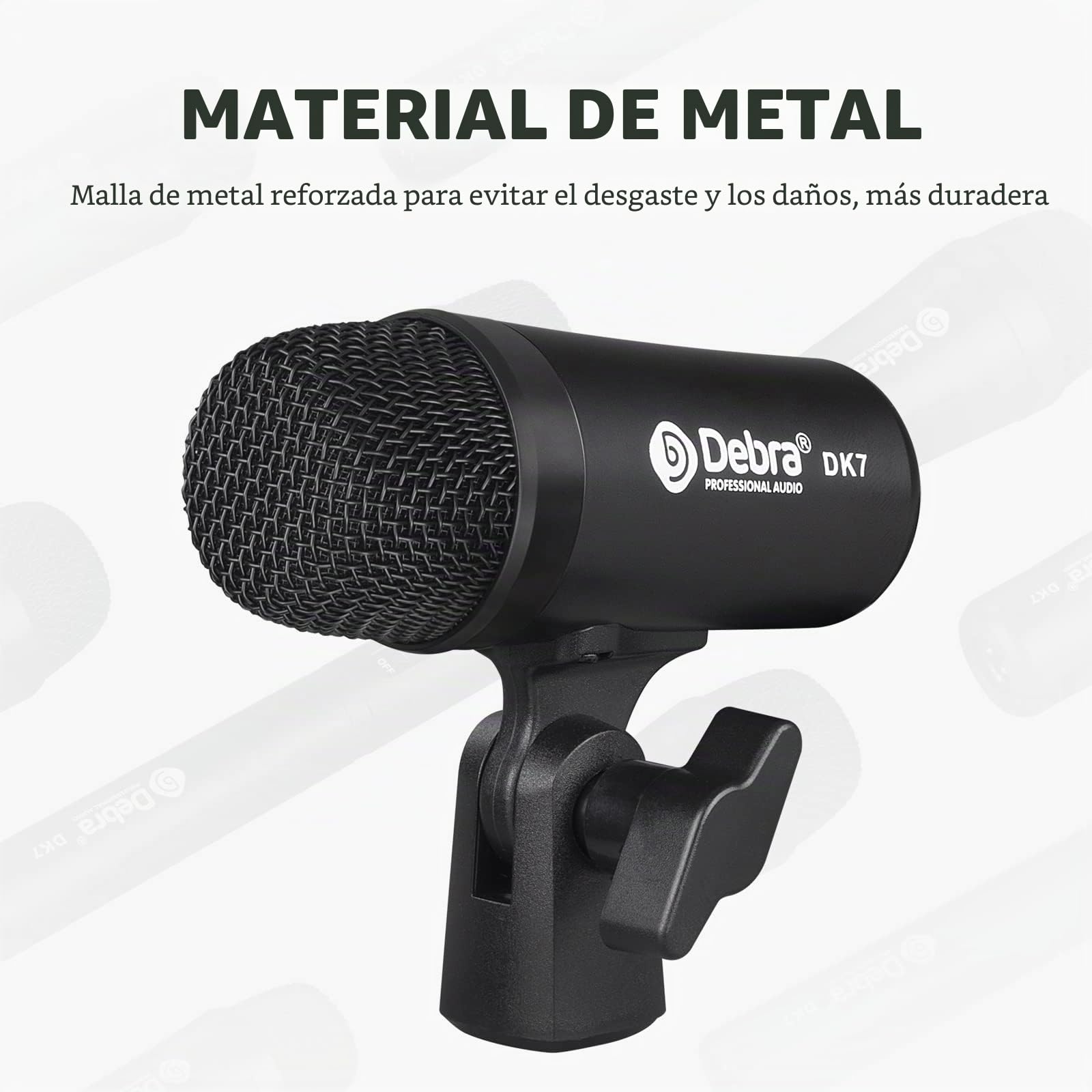 D Debra DK7 Pro - Kit de 7 micrófonos con Cable para batería (Incluye micrófonos, Clip de micrófono, con Opciones para Bateristas, cajoneras, Rack/Floor TOMS, Congas y Cymbals
