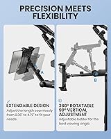 Vista 2 de Moukey Adjustable Tablet Holder Clip-on Phone Mount for Mic Microphone Stand Music Stand, Compatible with All 4.7 to 12.9 Inches iPad, iPhone
