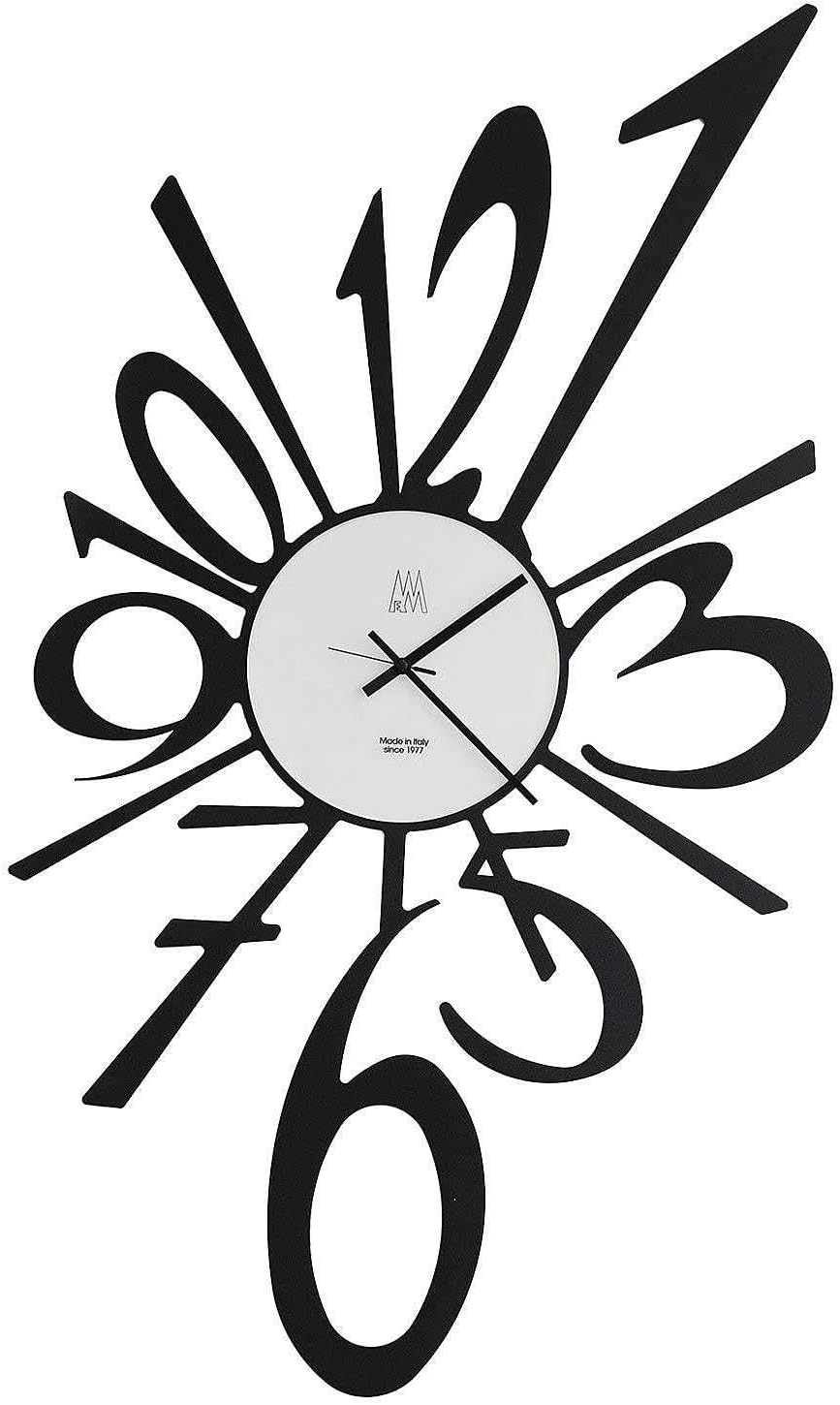 Arti & Mestieri Big-Big Bang - Design Wall Clock 100% Made in Italy - Iron, 62 x 110 cm - Embossed Black