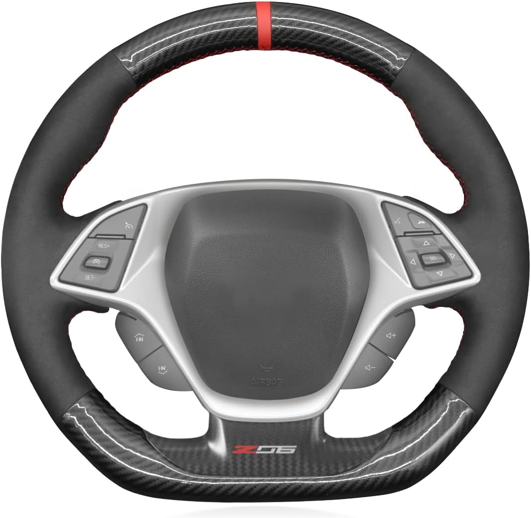 MEWANT DIY Steering Wheel Cover for Chevy Corvette C7 2015-2019 Z06 Stingray Custom Version by Artificial Leather
