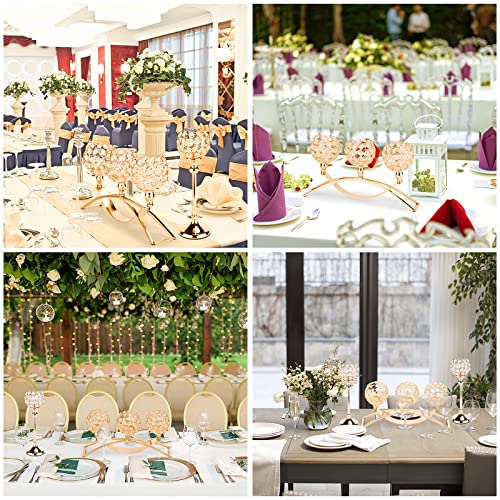 Gold Crystal Candle Holders Decorative Candelabra 3 Arms Candlesticks Holder Table Centerpiece Center Pieces Decoration for Dining Table Home Decor, Wedding, Party, Anniversary - Image 6