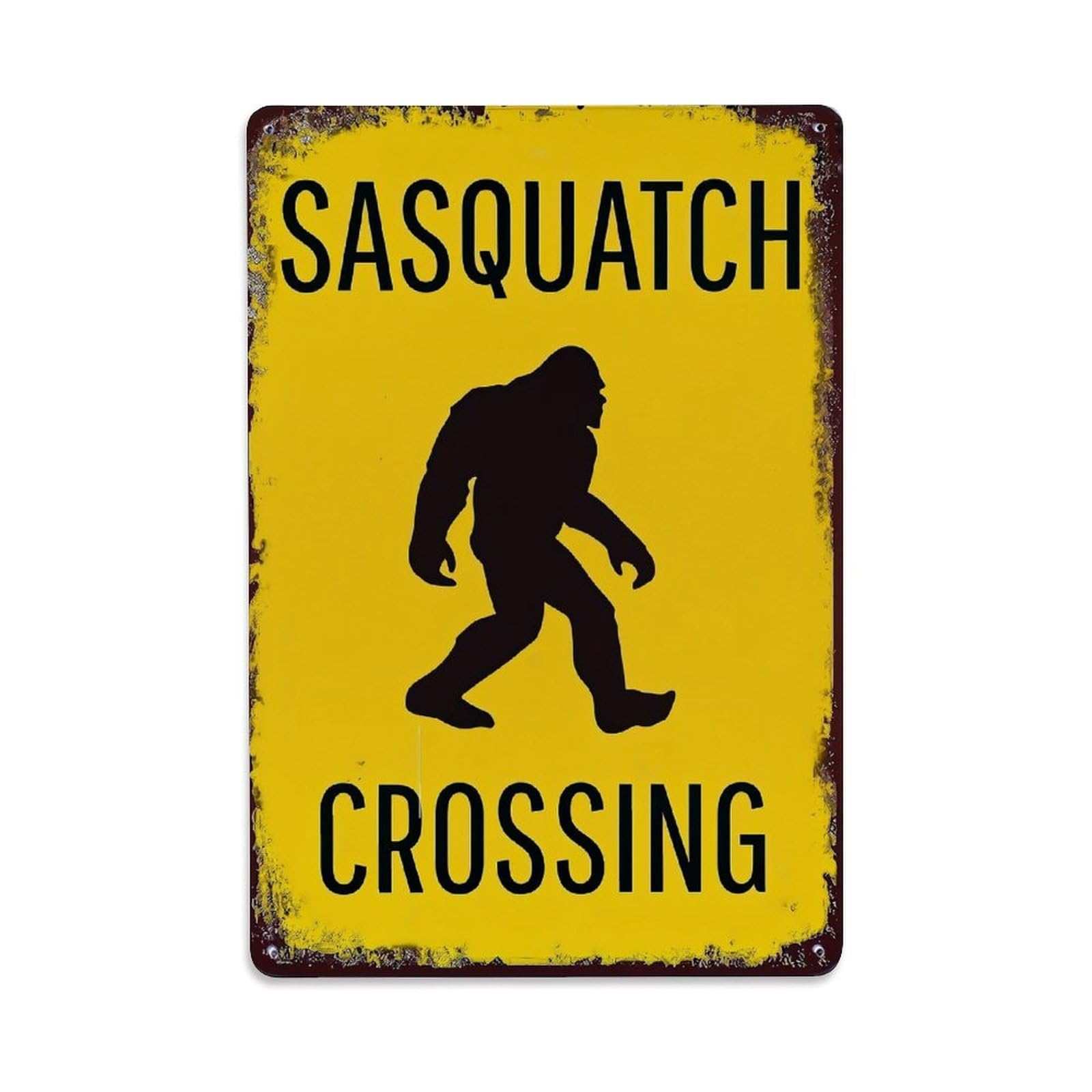 Jdfenggu Vintage Sasquatch Crossing Sign Pattern Print_1 Retro Metal Tin Sign, Decor Art Poster For Bar, Home, Man Cave, Kitchen, Laundry Room Gift 8X12inch