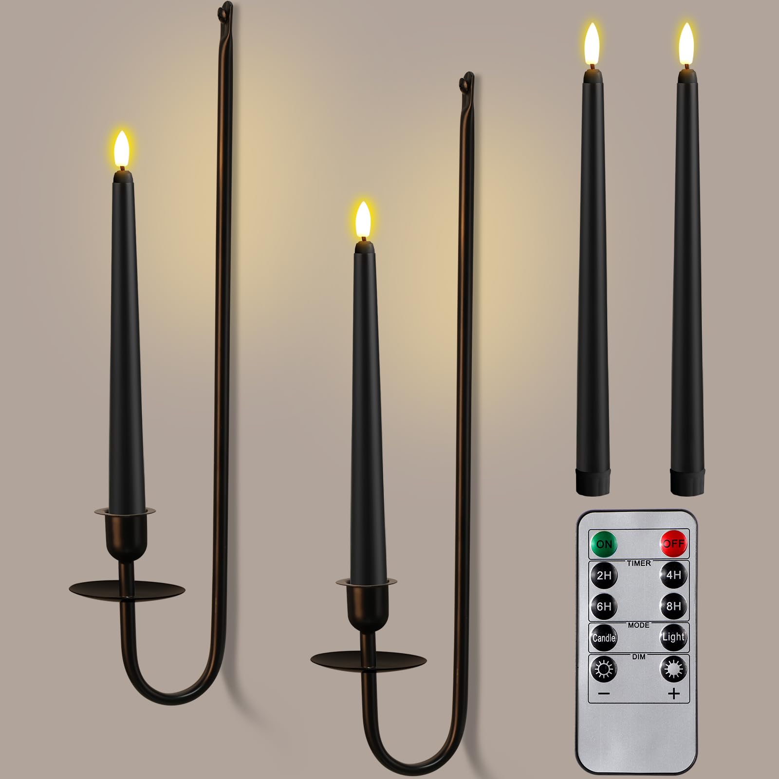 Tessco for you 2 Set Metal Wall Candle Sconces with 9.6" LED Candles,Dark