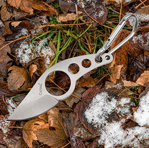 CARIMEE Mini Fixed Blade Knife Pocket Knife Outdoor Car Knife Full Tang Stainless Steel Blade with Sheath for Outdoor Survival, Camping and EDC - FB08S 4''