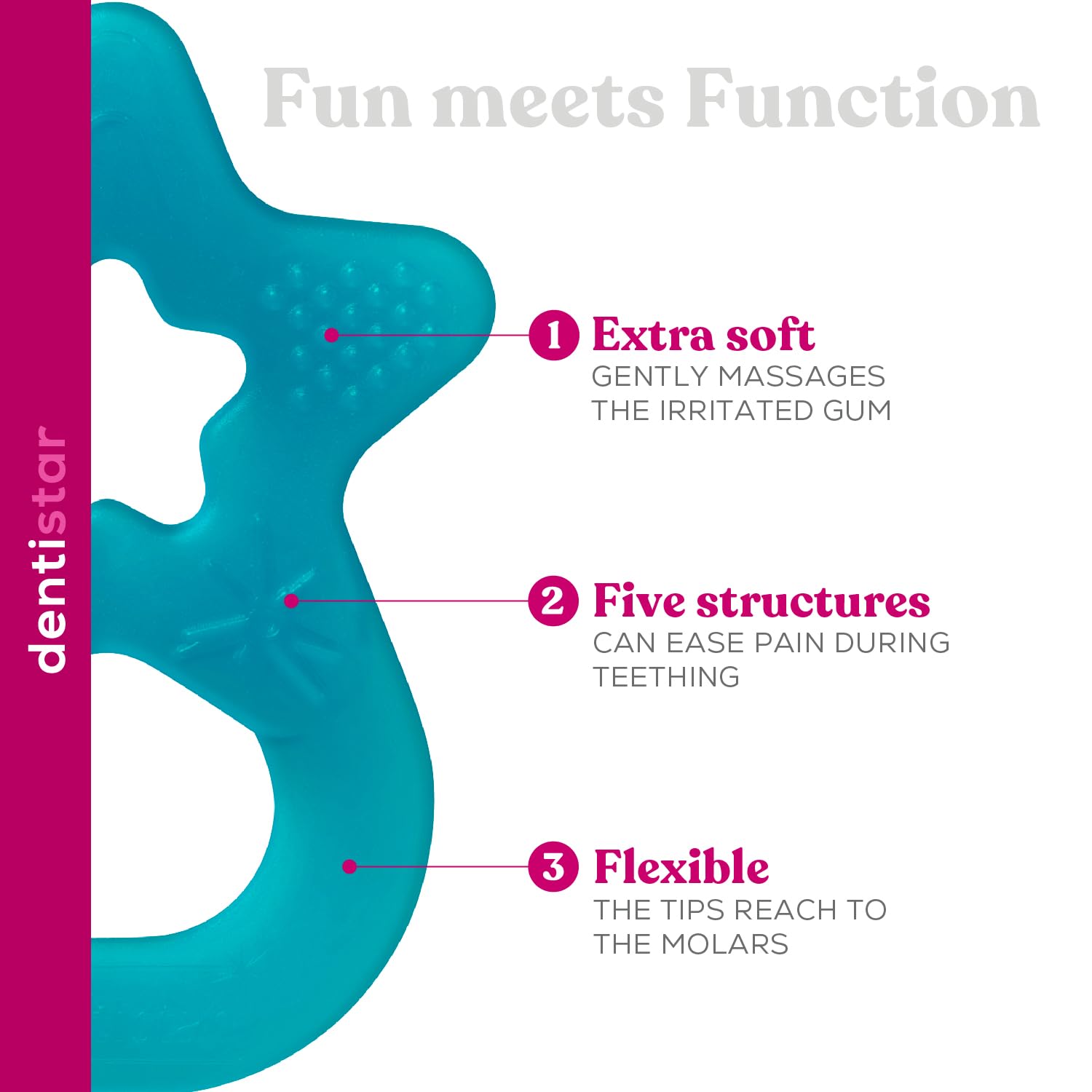 dentistar Star Teether Pack of 2, Teething Baby Toy for Infants Aged 3+ Months - Image 2