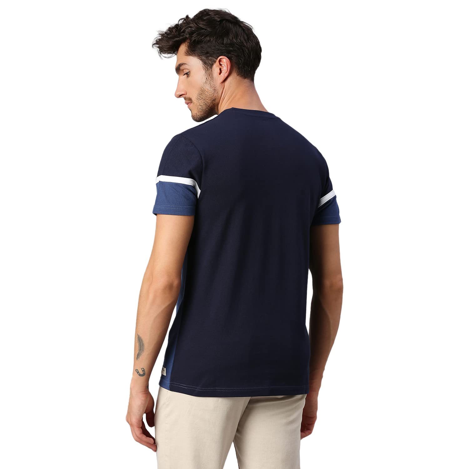 Dennis Lingo Camiseta de algodón puro para hombre, media manga, cuello redondo
