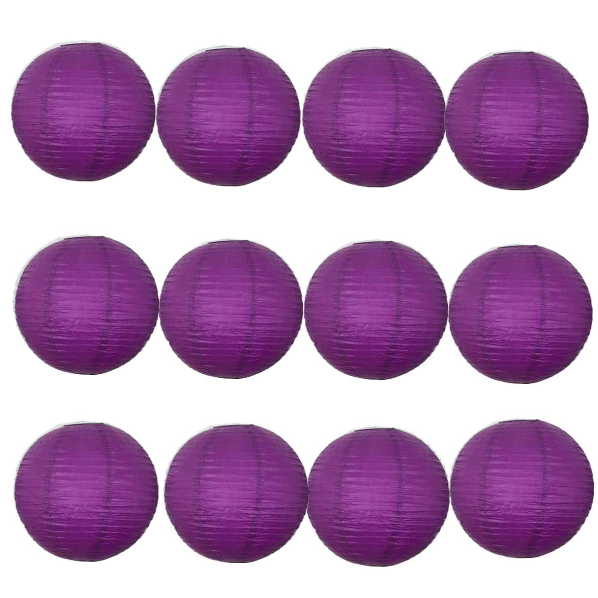 A Liittle Tree 12 PCs Round Paper Lanterns Wedding Party Christmas New Year (Purple, 12")