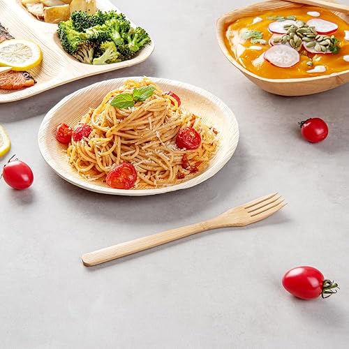 Miniatura 3 de Restaurantware Tenedores desechables de bambú de 8 pulgadas, 100 tenedores de bambú, tenedores de bambú sostenibles y duraderos para picnic,