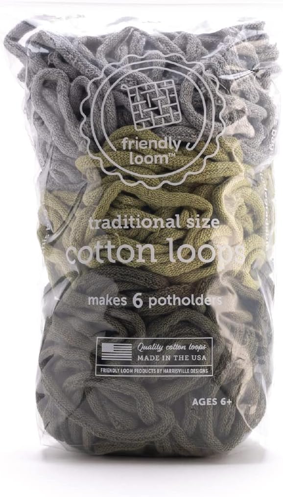 Friendly Loom | 7” Traditional-Sized Hiking Themed Potholder Weaving Loops | Craft 6 Cotton Potholders