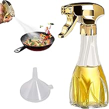 Olive Oil Sprayer Bottle, 240ml New Oil Spray Bottle with Funnel，Oil Spritzer Oil Mister Mister Oil Sprayer Oil Spritzer Oil Mister for Air Fryer Perfect for BBQ Baking Salad (gold)