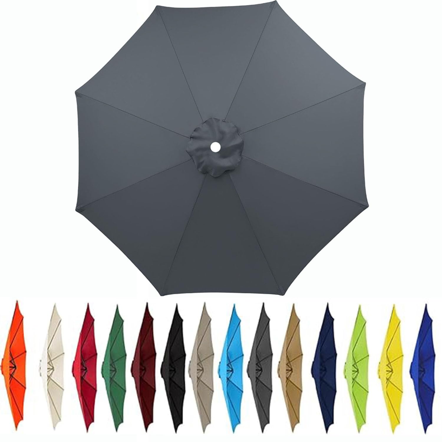 JORTUIO Outdoor Patio Umbrella Replacement Canopy,6 Ribs/8 Ribs Umbrella Canopy Cover, Protective Replacement Parasol Fabric Standby Cover,Canopy Only(Color 7,6.5ft(2.0m)/8ribs)