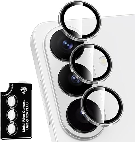 Miniatura 255 de Protector de lente de cámara para Samsung Galaxy S25 FE, cubierta individual de lente de vidrio templado con anillo de metal, [fuerte adsorción]