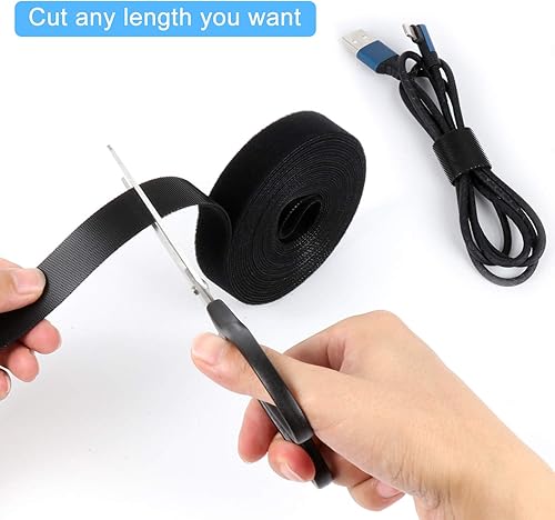 Miniatura 6 de Cinta de sujeción para cables, cinta de nailon de sujeción reutilizable, rollo de bucle de gancho de doble cara de 34 pulgadas (5 yardas)