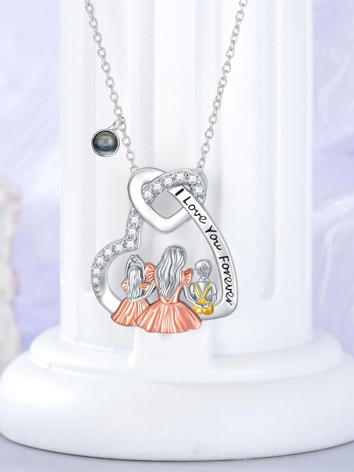 Dorunmo Mother and 1/2/3 Daughters/Son Necklace 925 Sterling Silver Mom Necklace Sisters Jewelry Heart Pendant Christmas Jewelry for Women - Image 5
