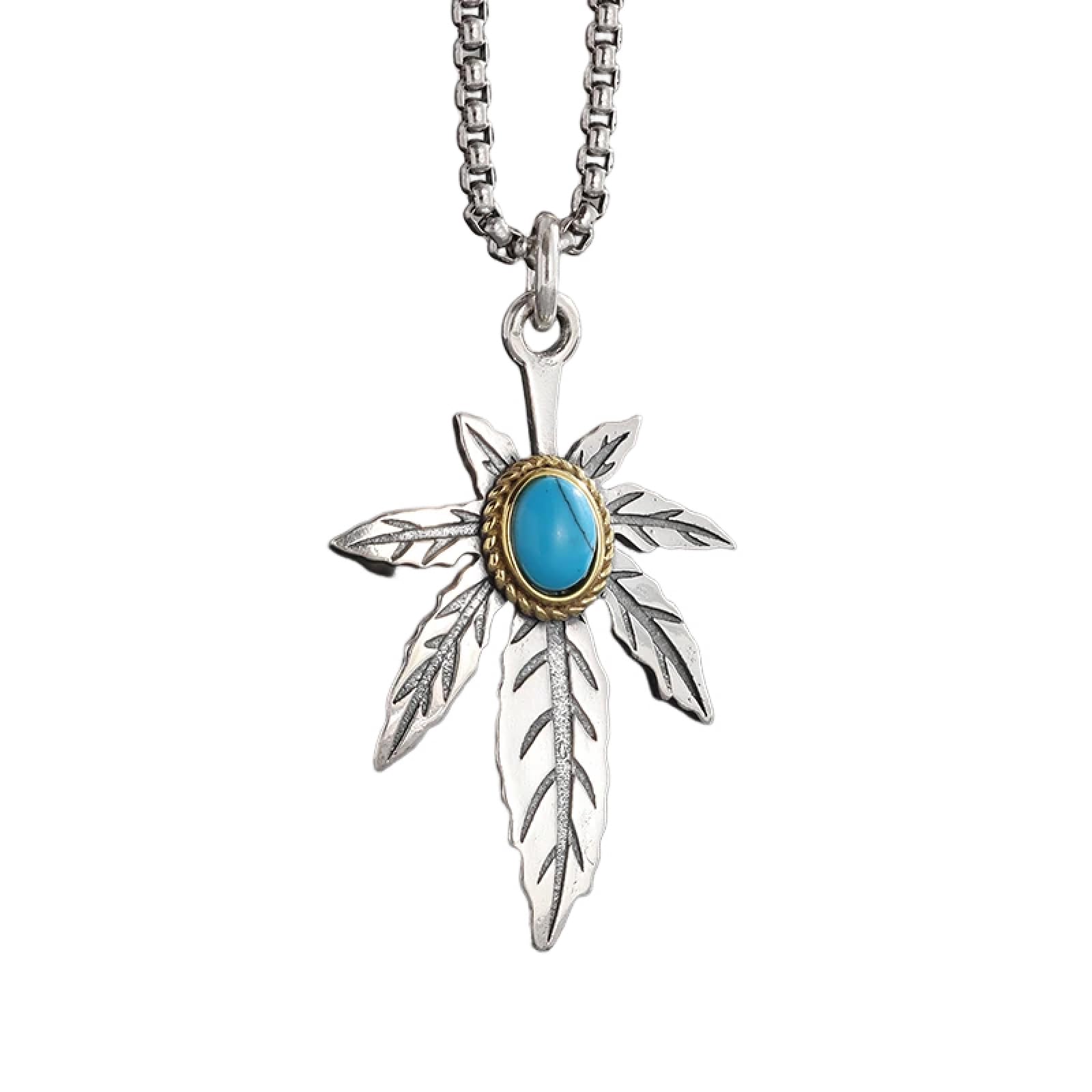 Collier feuille d'érable turquoise TABOJS contre la banalité des bijoux