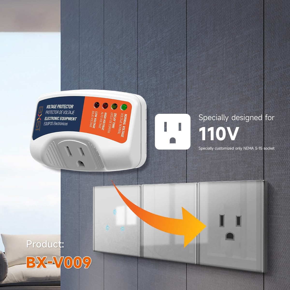 BXST One Outlet Plug in Voltage Protector for Home Protects Against High and Low Voltage Surge Protector for Refrigerator/TV/PC 120V 1800W (2 Pack)…