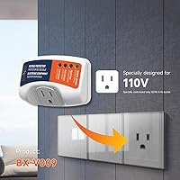 Vista 8 de BXST Protector de voltaje con enchufe para el hogar protege contra sobretensiones de alto y bajo voltaje para refrigerador/TV/PC 120V 1800W
