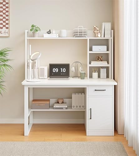 Computer Desk, Home Office Desk, Kids Desk, 100CM Kids Study Table, Gaming Desk, Laptop PC Table, Student Writing Desks Workstation, Children Activity Desks, Makeup Vanity Desks (White)