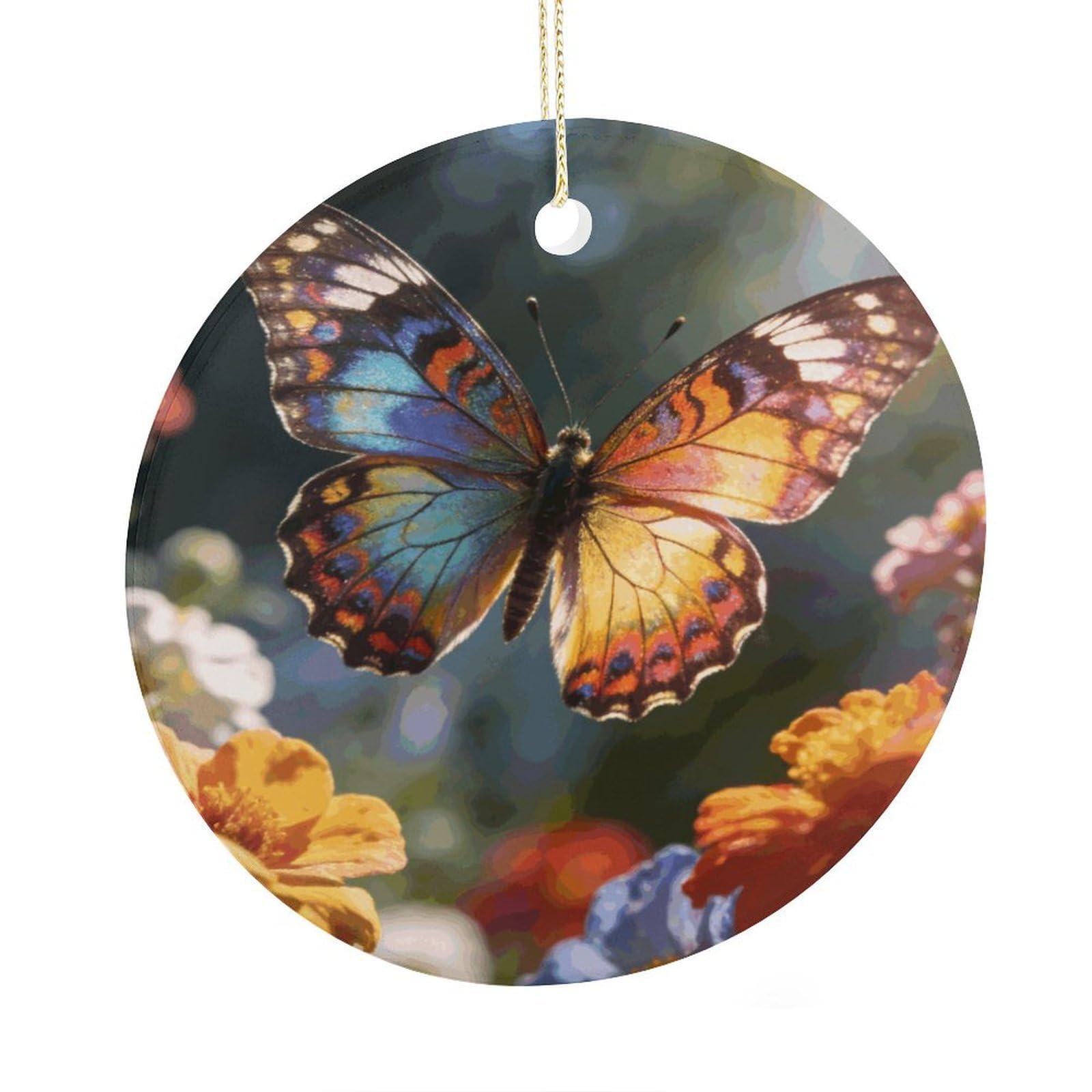 Fodpand Women's Style Butterfly Ceramic Christmas Ornament,Wall Hanging Decor Windows Hanging Decor Best Friend Birthday Gifts, Friendship Gifts Car Hanging Ornament Gift For Girls, Teachers 2.9 In