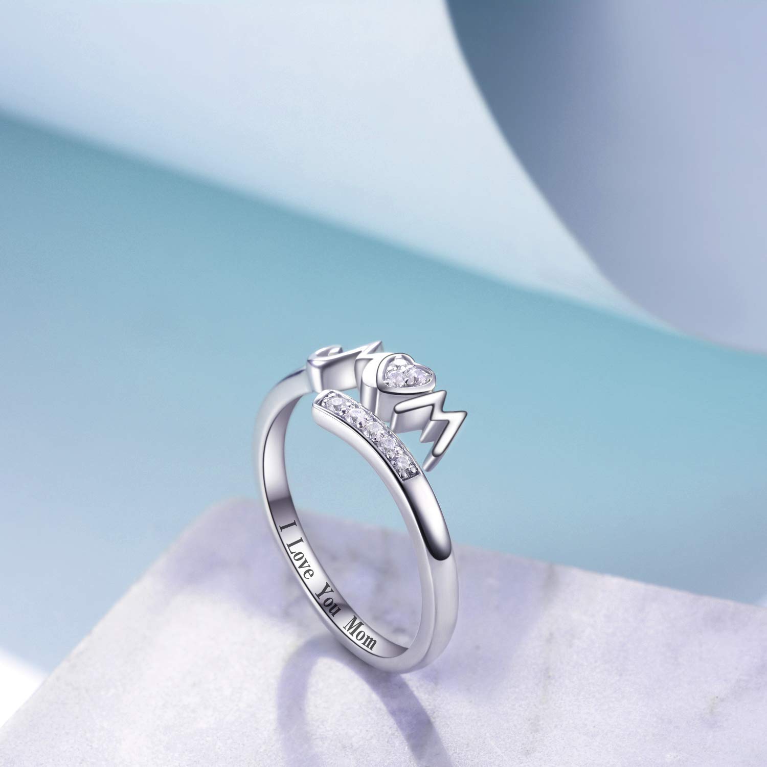 YAFEINI Mamma anelli in argento Sterling 925 con anelli per mamme e mamme, gioielli per donne, Metallo