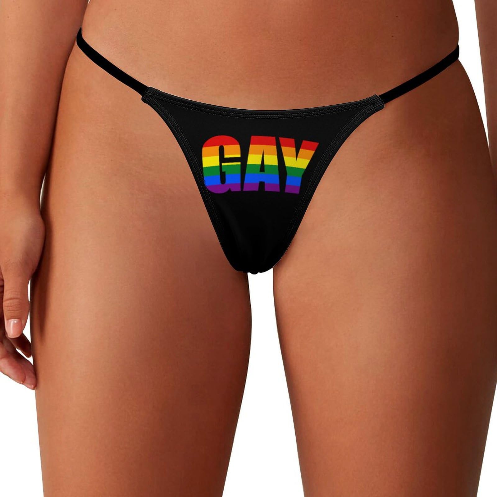 KWQDOZF Gay Pride Rainbow LGBTQ Women's G-String Thongs Low Rise Panties Stretch T-Back Tangas No Show Underwear