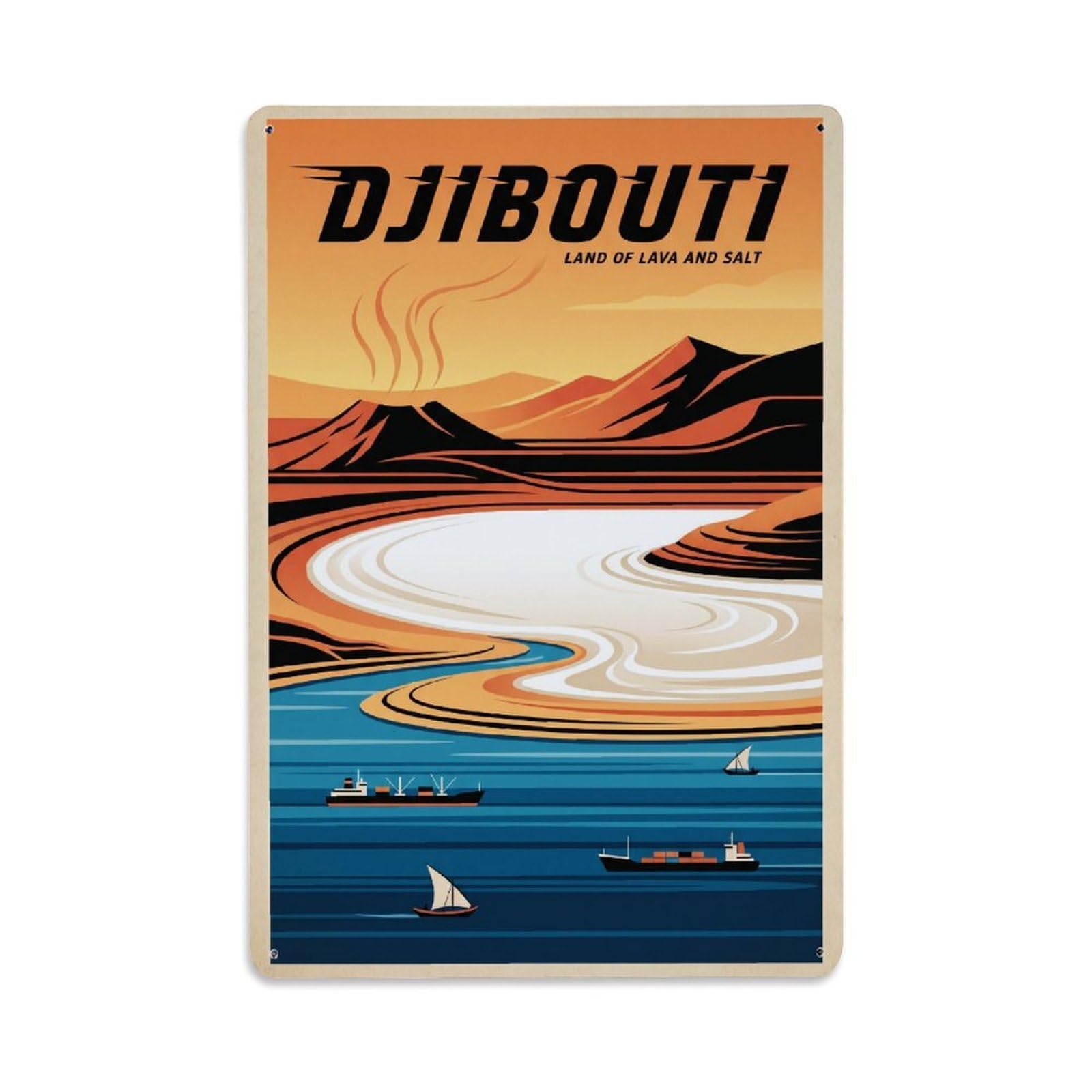 Metal Tin Sign Vintage Travel Djibouti Djibouti