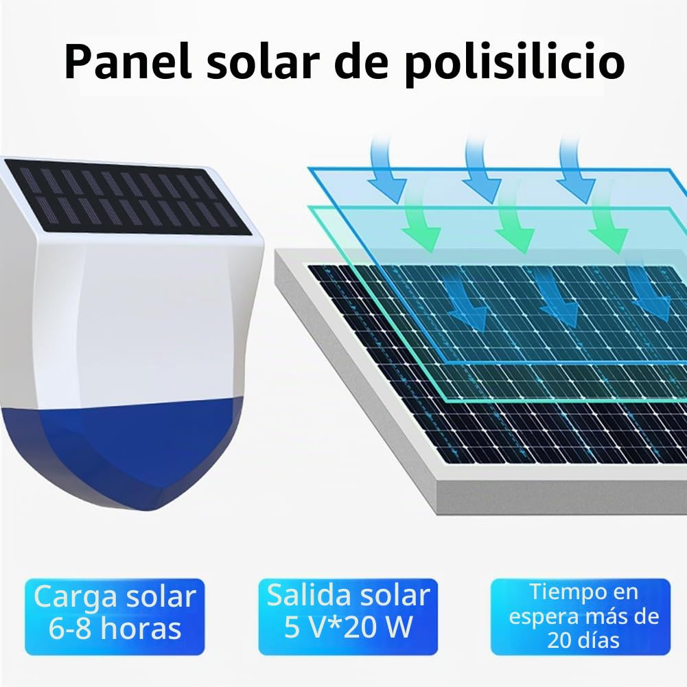 Tuya WiFi Sirena Alarma Exterior Sonido y Luz Alarma Impermeable Solar Sonido Luz Alarmas