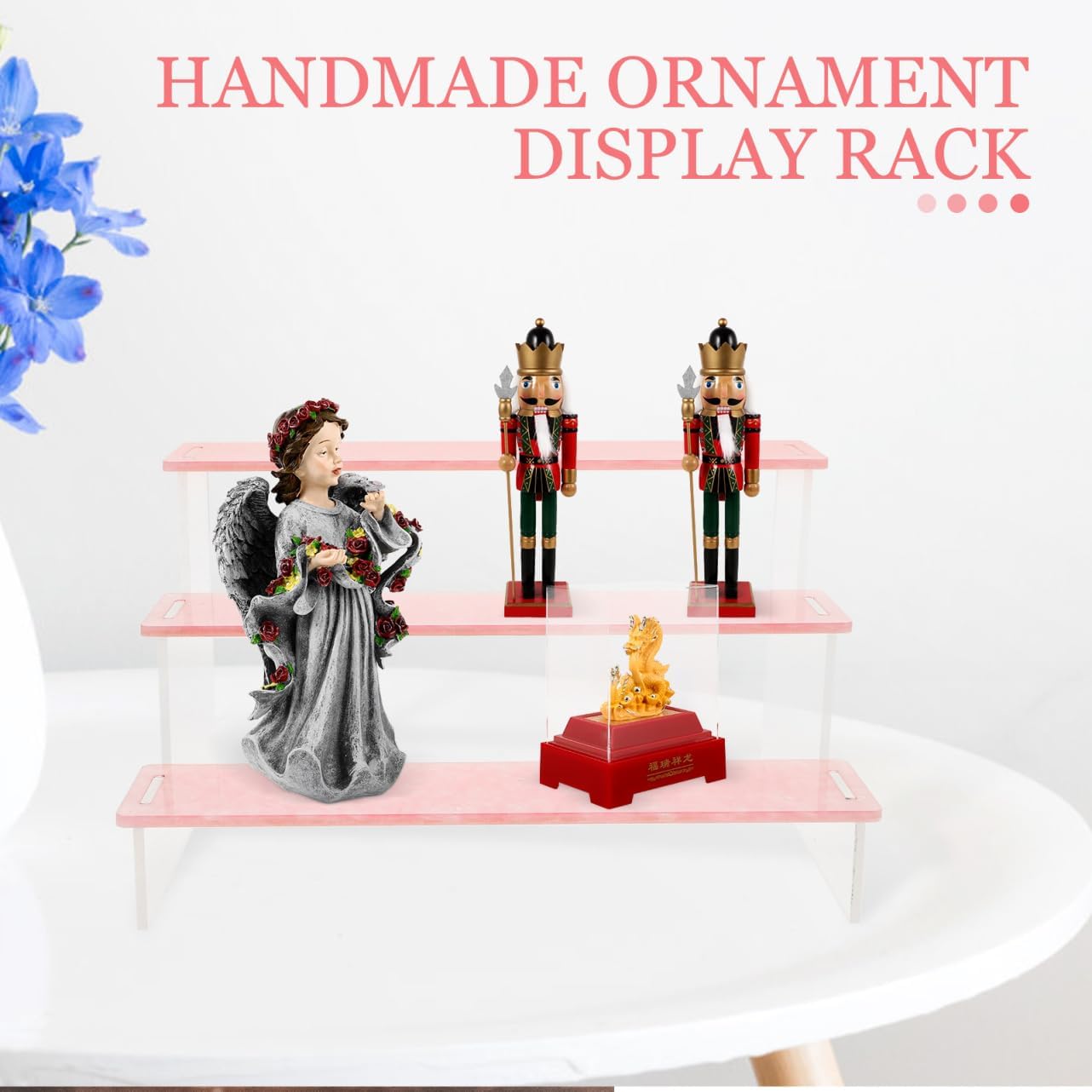 2pcs Acrylic Display Rack Multi-tiered Handicraft Storage Shelf for Figurines and Models Creative Organizer Water Design for Home and Collectibles