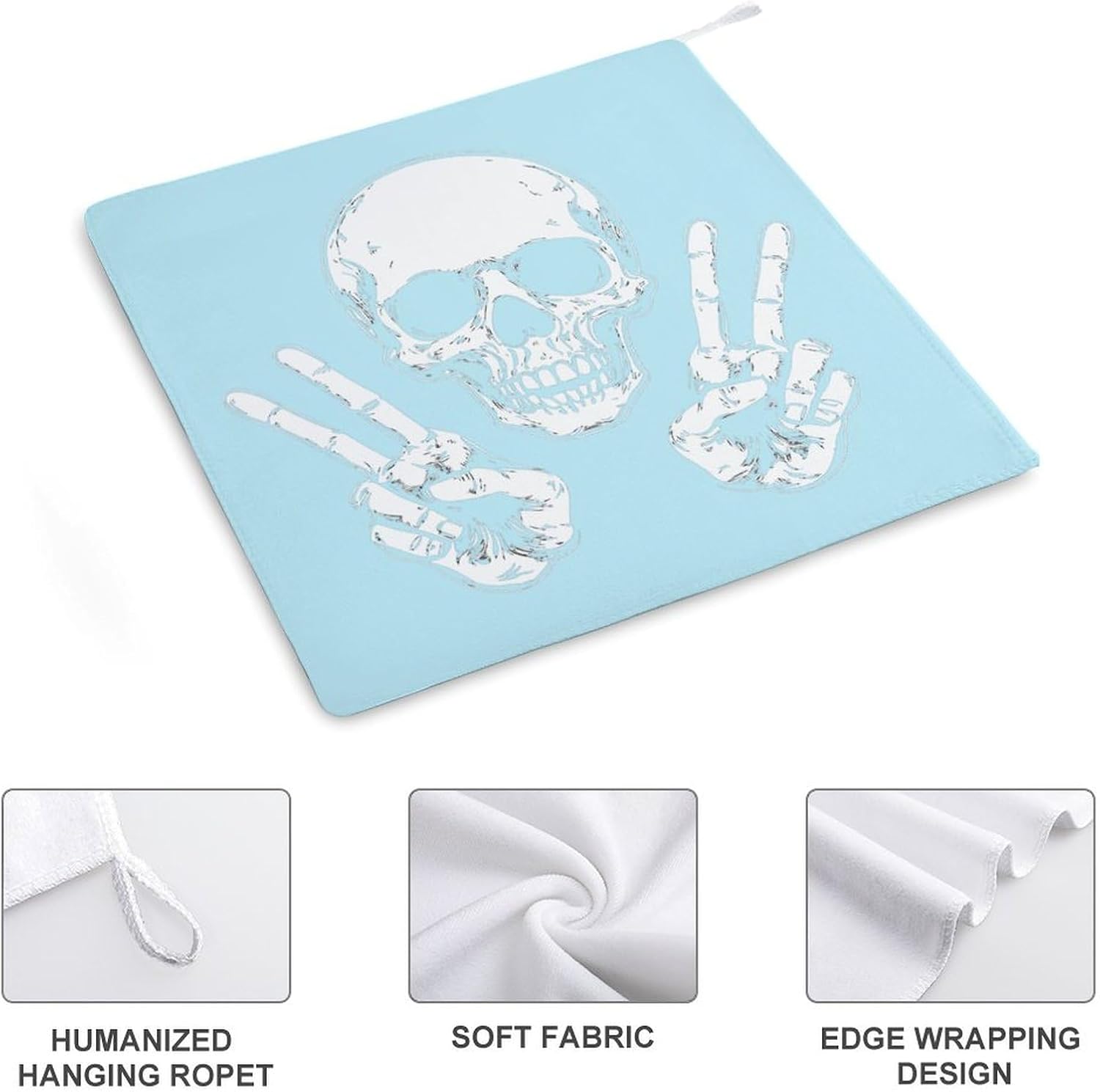 Skull Peace Sign Hand Towel Hand Towels Decorative Towel for Bathroom Kitchen Shower Gym 4PCS