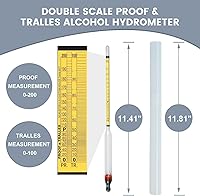 Vista 2 de Hidrómetro Medidor de Alcohol, Hidrómetro de Alcohol 0-200 Proof e Hidrómetro Tralle, Alcoholímetro para Licor/Moonshine/Medición de Destilados