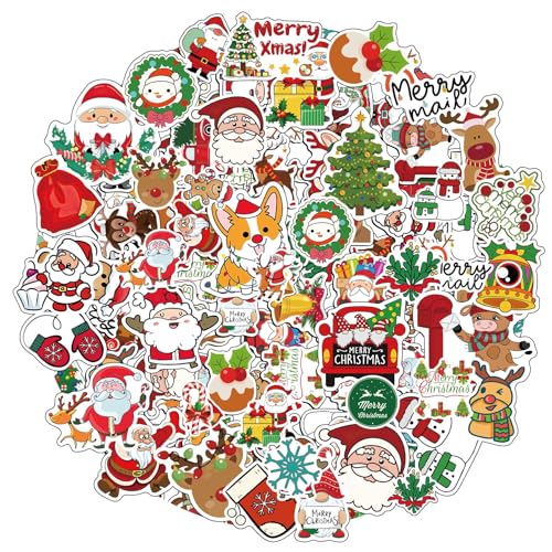 Christmas Stickers for Cards Xmas Stickers 200 Pcs for Water Bottles Laptops School Rewards Skateboards Scrapbook Luggage Gift Wrap & Party Favors
