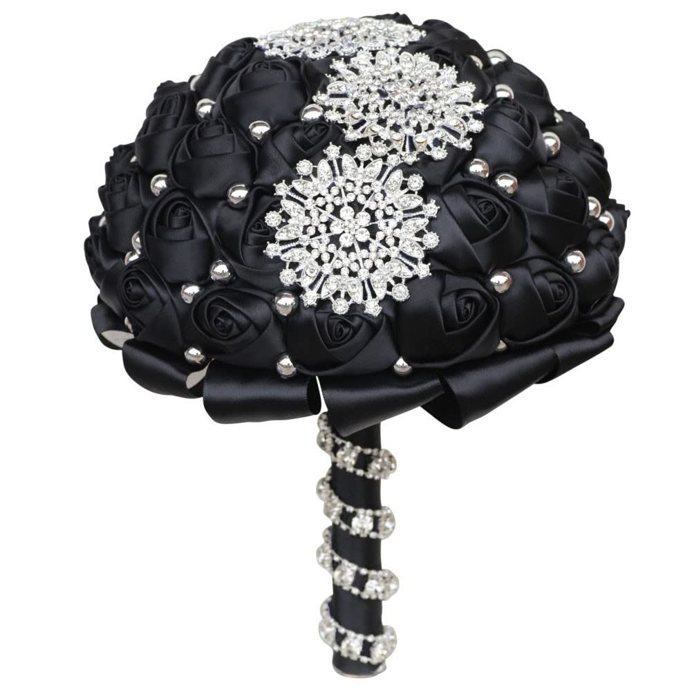Amazon｜Gkvszy ブラック ブライダル ウェディングブーケ 豪華な