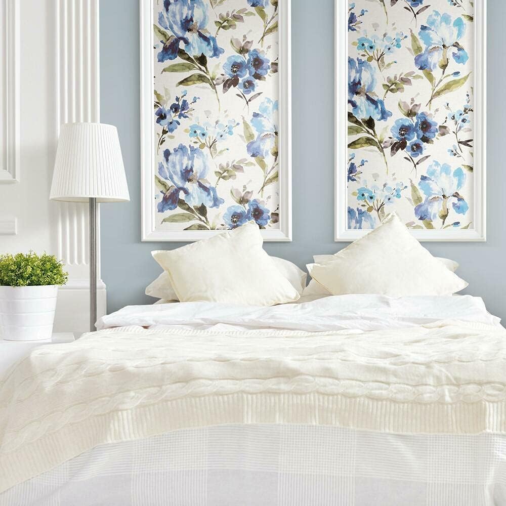 RoomMates RMK11301RL Blue Iris Floral Peel and Stick Wallpaper