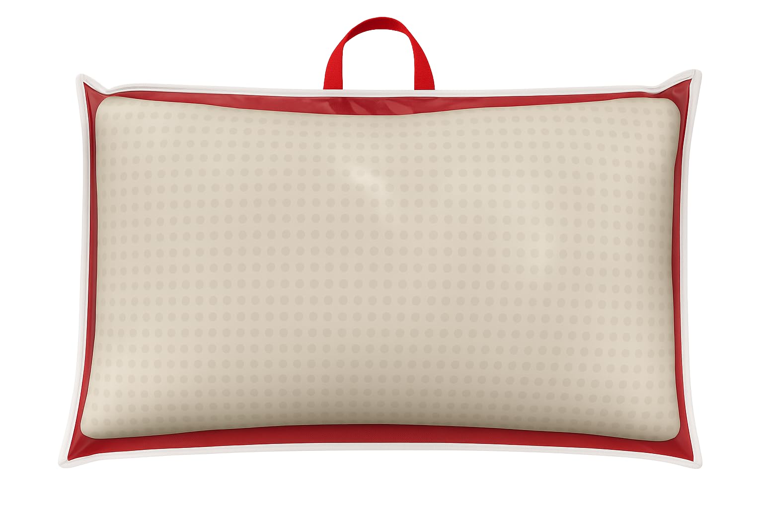 Gef Aura - 2 Pezzi Custodia Porta Cuscino 81x51 cm, Con Zip e Manico in TNT, Fronte PVC Trasparente, Busta Salvaspazio per Cuscini, Trapunte, Coperte o Biancheria, Colore Rosso con Bordo Bianco