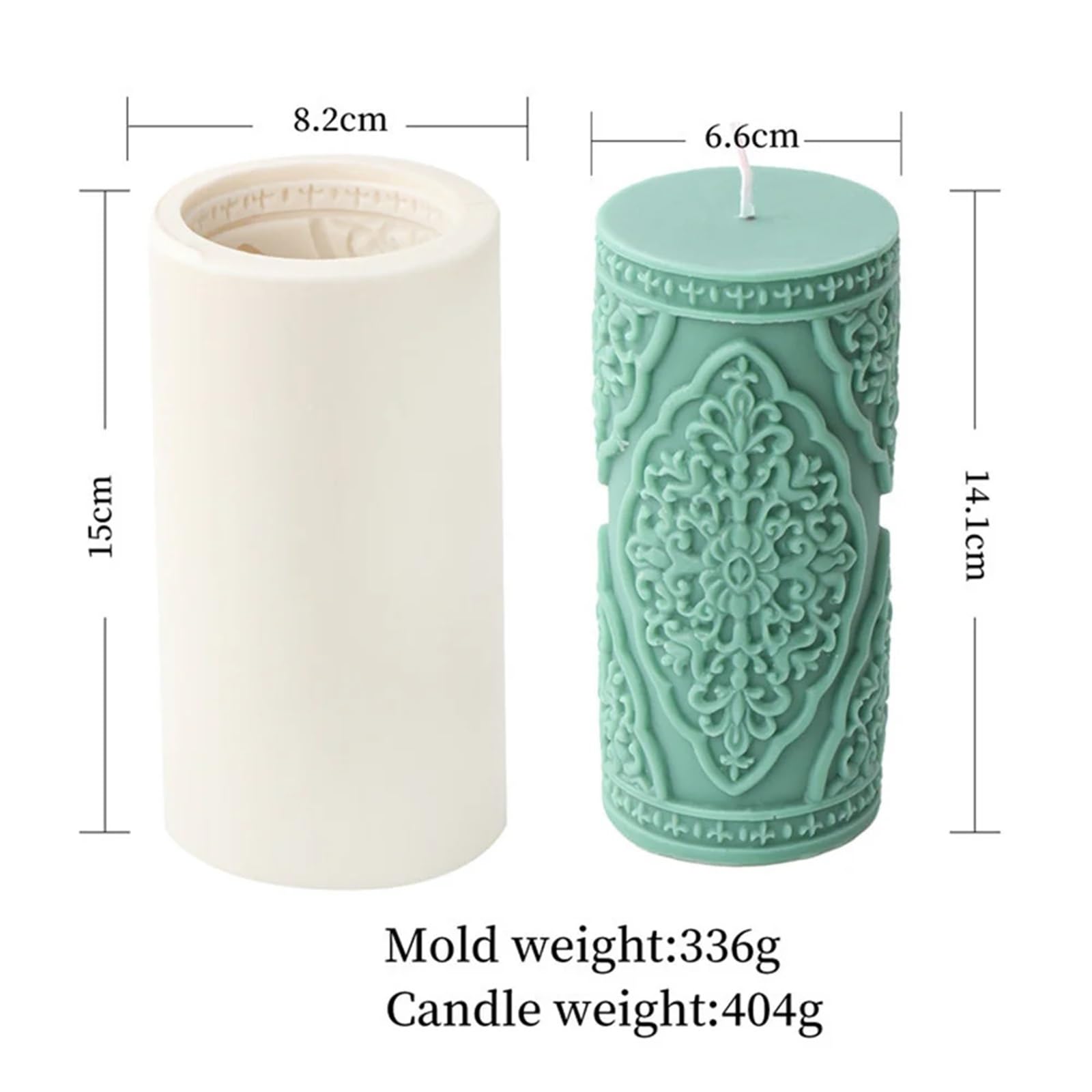 Moule à bougie cylindrique en Silicone motif Floral, 4 pièces, moule savon d'aromathérapie, moules gypse Pour Bougie(White02)