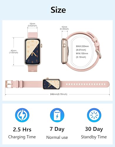 Miniatura 8 de Rastreador de actividad física con monitor de frecuencia cardíaca, sueño, oxígeno en sangre, reloj delgado para mujeres y hombres, IP68, podómetro,