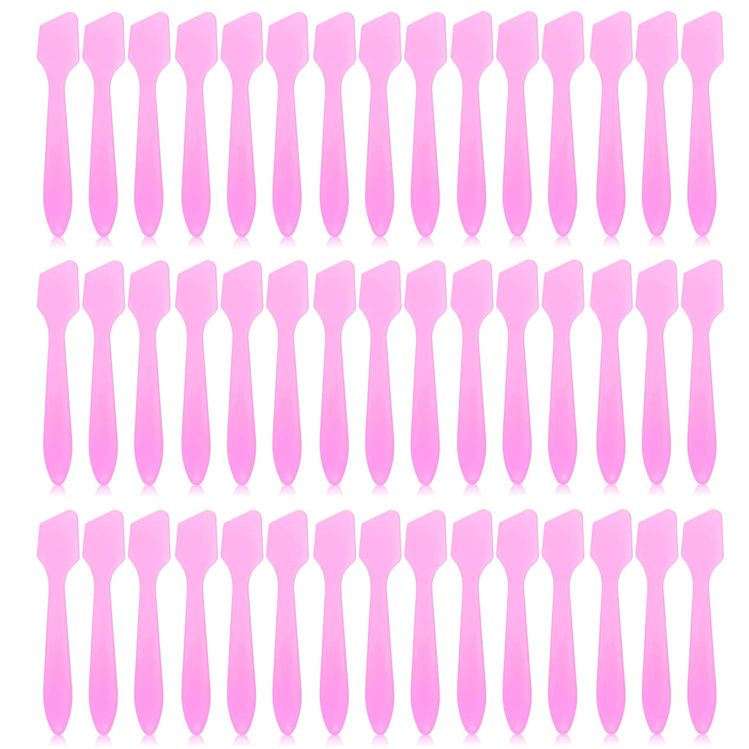Wopanxye 50 Pack Travel Spatula for Cosmetic, Bulk Disposable Makeup Spatulas Plastic Scoop, Skincare Facial Mask Cream Glitter Gel Eyeliner Spoon Stick Tip for Cosmetic Mixing, Sampling, Waxing, Pink
