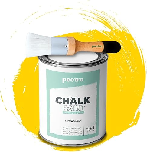 Pintura de tiza para muebles, 25 onzas líquidas (25.4 fl oz) + pincel especial para pintura de tiza, pintura para muebles, sin lijar ni imprimar,