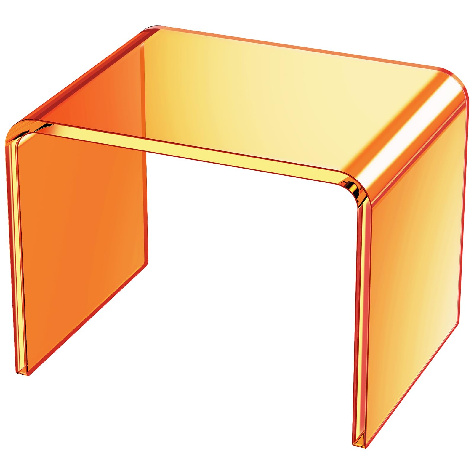 Acrylic Step Stool Small Clear Acrylic Foot Stool for Bathroom Bedroom Kitchen with Non-Slip,Holds Up to 250lbs (Orange, 12.6'' x 9'' × 9.8'') — image 1