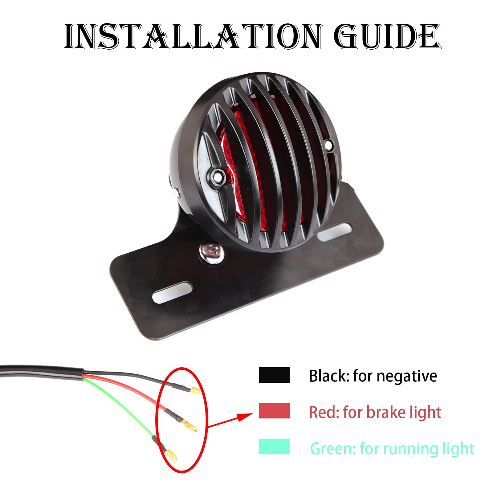 JMTBNO Fanale Posteriore per Moto Universale 12V Retrò Lampada Luce del Freno Luce Motore Alluminio Staffa per Chopper Bobber Cruiser Cafe Racer Scooter ATV